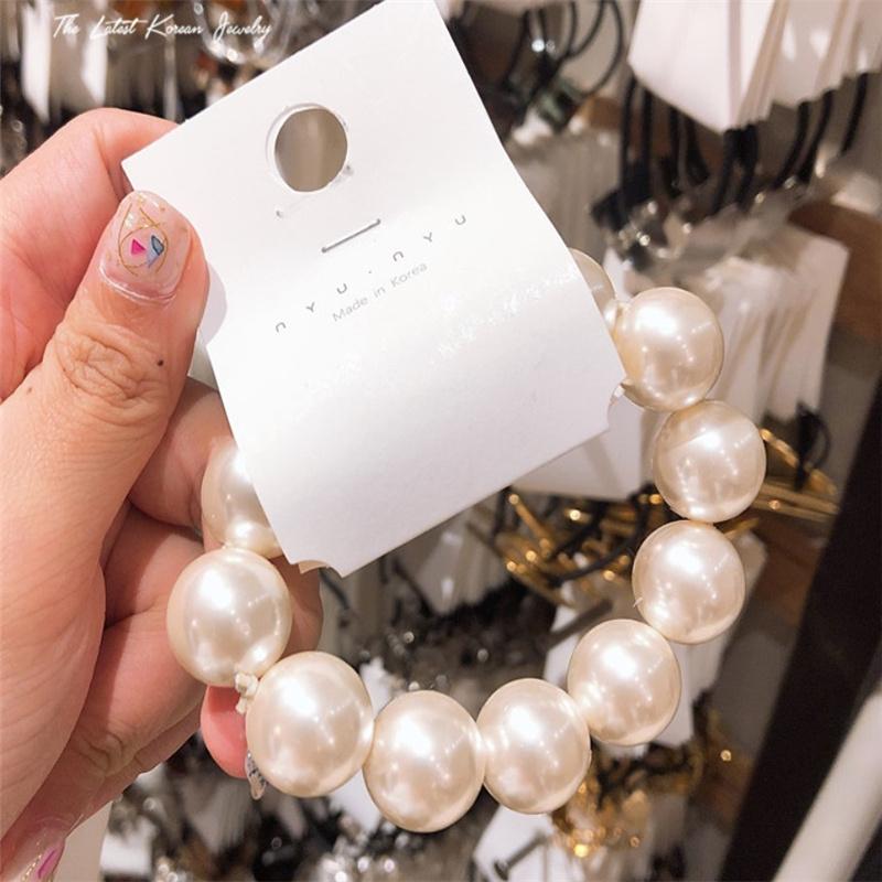 Ruoshui Woman Big Pearl Hair Ties  Korean Style Hairband Scrunchies Girls Ponytail Holders Rubber Band Hair Accessories