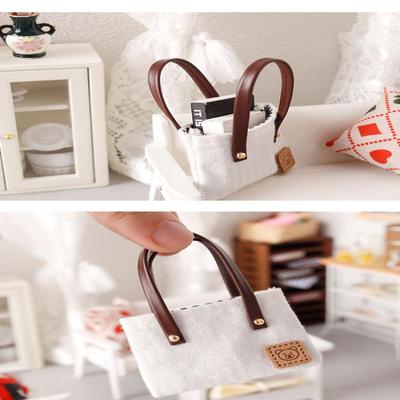 Dollhouse Mini Simulation Canvas Bag Shoulder Bags Doll Clothes Accessories Micro Scene Decoration Pretend Play Toys