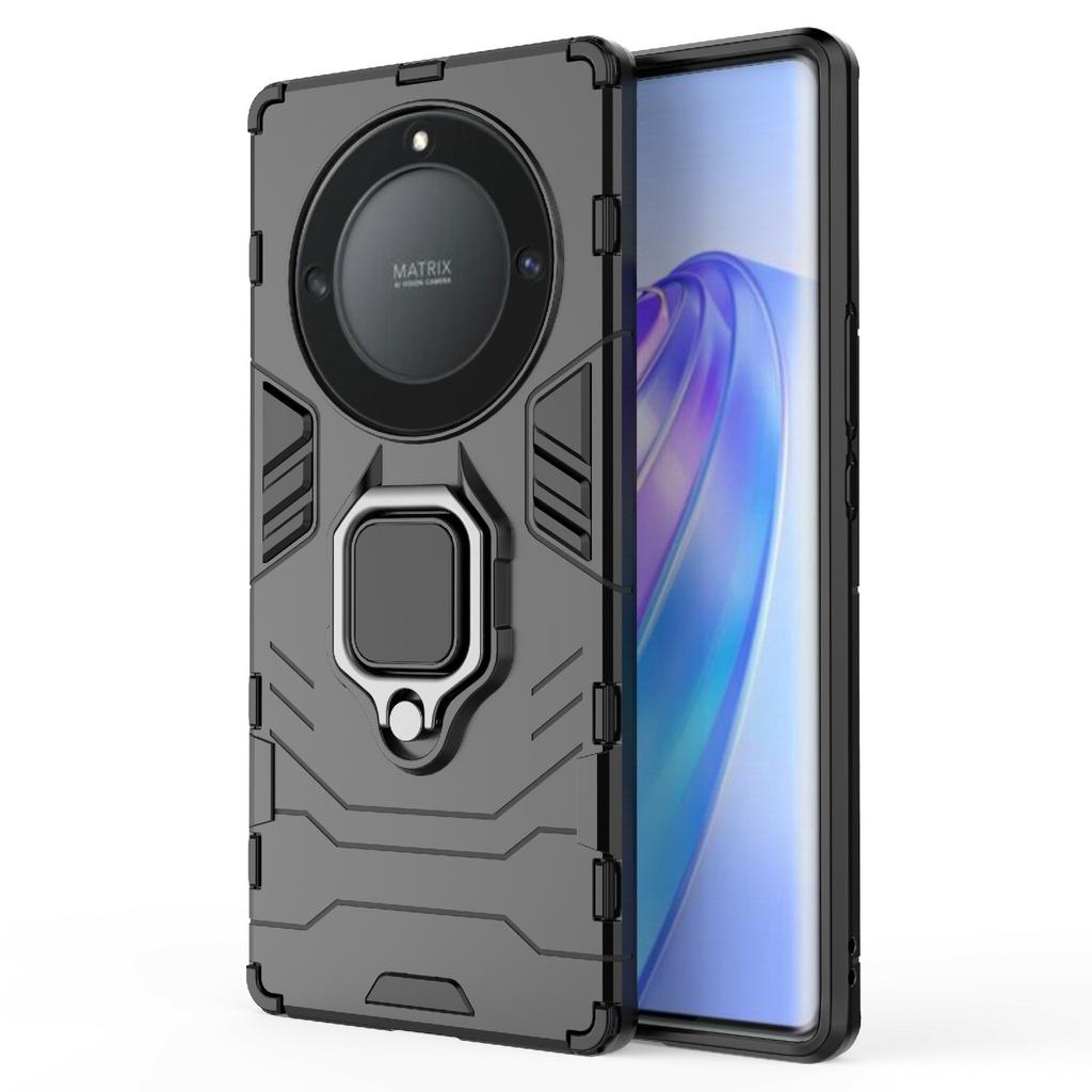 For Honor X40 5G/X9a 5G/Magic5 Lite 5G Ring Holder Kickstand Back Cover TPU+PC Anti-drop Phone Case