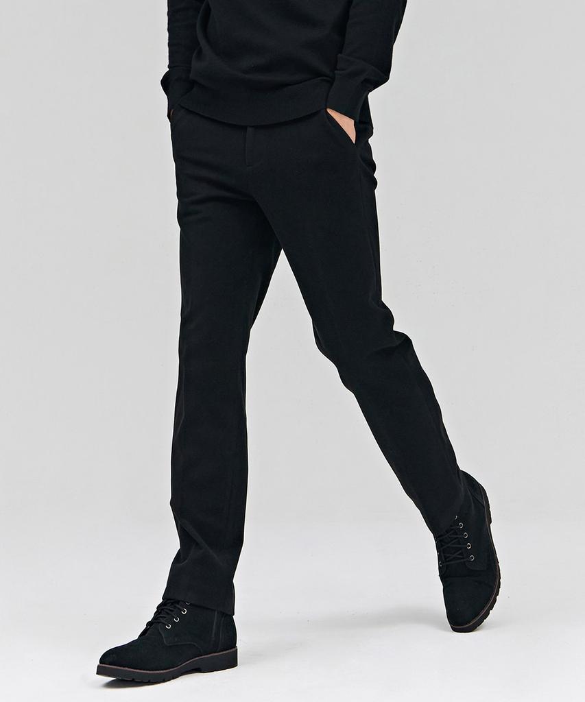 CHASECULT Men'S Tapered Wool-Like Brushed Slacks - Black