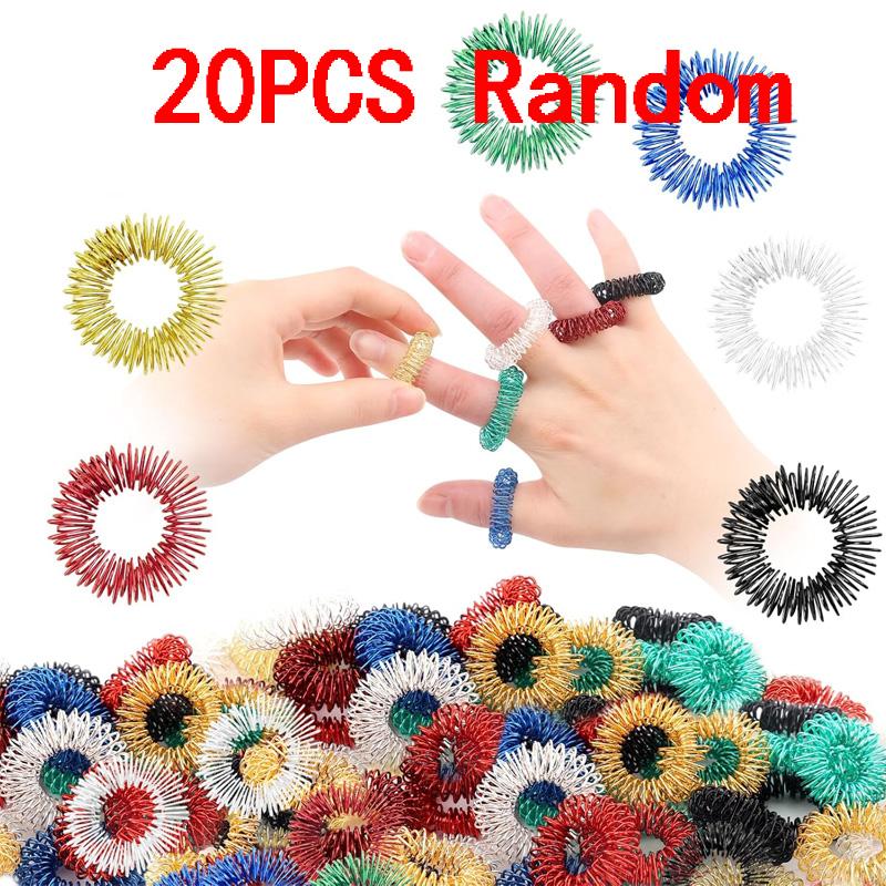 30/20/10PCS Spiky Sensory Rings Stress Relief Anxiety Acupressure Finger Massager Fidget ADHD Toys For Teens Boys Girls Adults