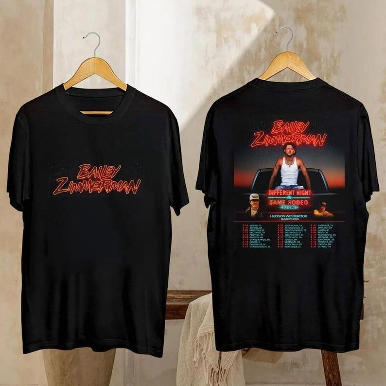 Bailey Zimmerman Tour 2026 Shirt Bailey Zimmerman Different Night Same Rodeo Unisex T-Shirt XL