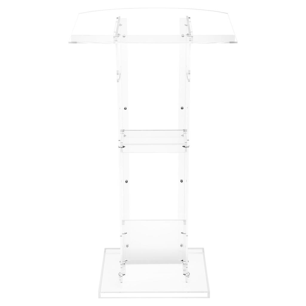 VEVOR Podium Stand, 1100 mm Acrylic Lectern, Portable Laptop Desk with Wide Reading Surface and Storage Shelf, Book Stopper, Floor-Standing
