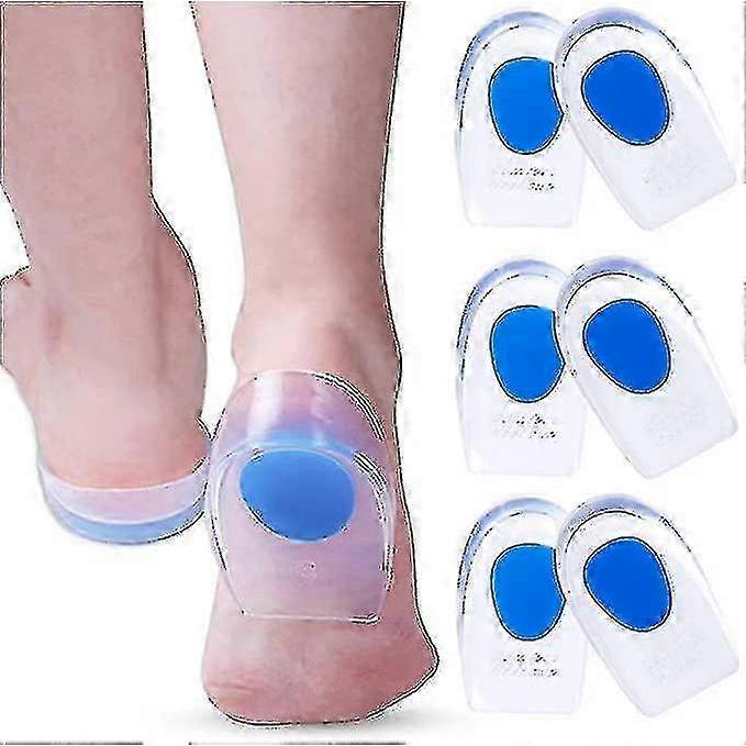 3 Paar Gel-Fersenschalen Plantarfasziitis Einlagen - Silikon-Gel-Fersenpolster für Fersenschmerzen, Fersensporn & Achillesschmerzen