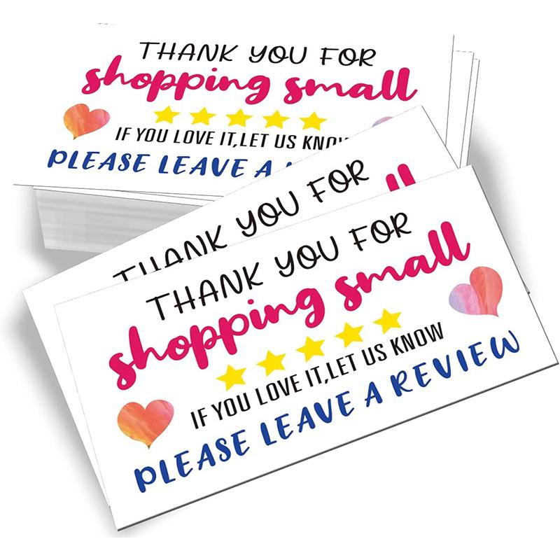 50pcs Thank You For Shopping Thank You Card Heart Shopping Purchase Greeting Cards for Small Business Owners Package Inserts