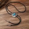 American Bolo Tie Punk Necktie Vintage Metal Flower Petal Stone Cowboy Hat Pendant Western Necklace Costume Accessories