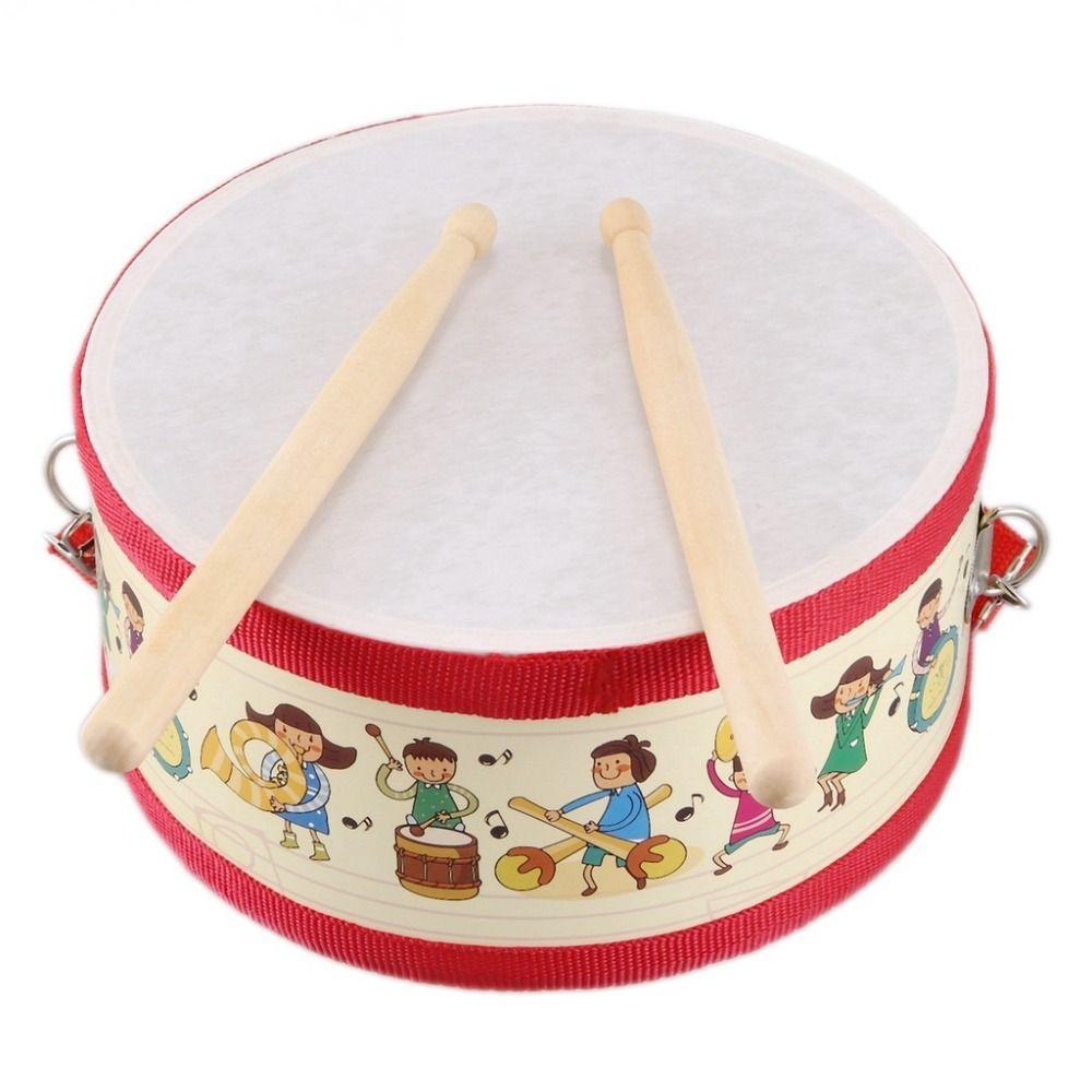 Double Sided Musical Instrument Toys Montessori Wood Kids Drum Toys Children Preschool