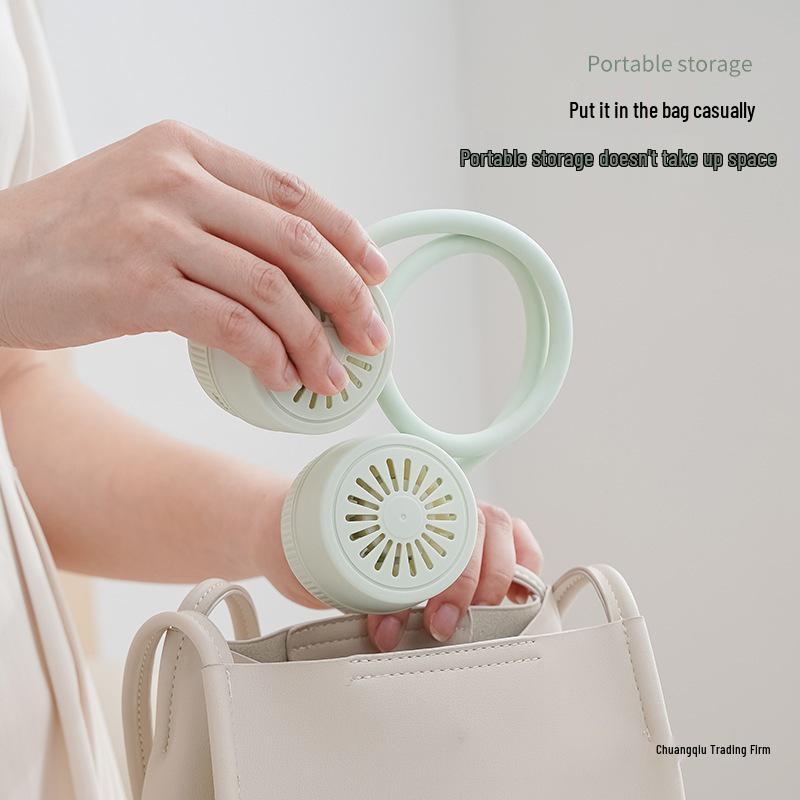 Portable USB Leafless Hanging Neck Fan - Silent, Compact, Foldable, Ideal for Outdoors