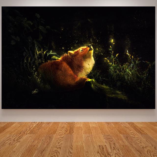 Abstract Painting Arctic Fox Poster Prints Wall Pictures for Living Room Decoration Modern Minimalist Animals Wall Art Print Fox