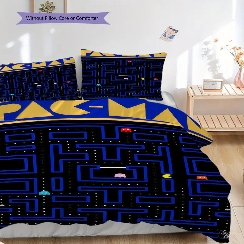 Classic Arcade Maze Adventure Bedding(1 * Duvet Cover + 2 * Pillowcase, Without Core) Christmas Birthday Gift Duvet Cover and Pillowcase Bedding Set