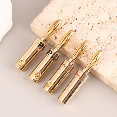 2Pcs Gold-Plated Copper Cross Banana Speaker Plug Connector Adapter Audio Banana Connectors For Speaker Wire Amplifiers