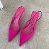 Fashion Thin High Heels Slingback Sandals Pointed Toe Slip On Mules Shoes Ladies Elegant Shallow Pumps Party Dress Sho