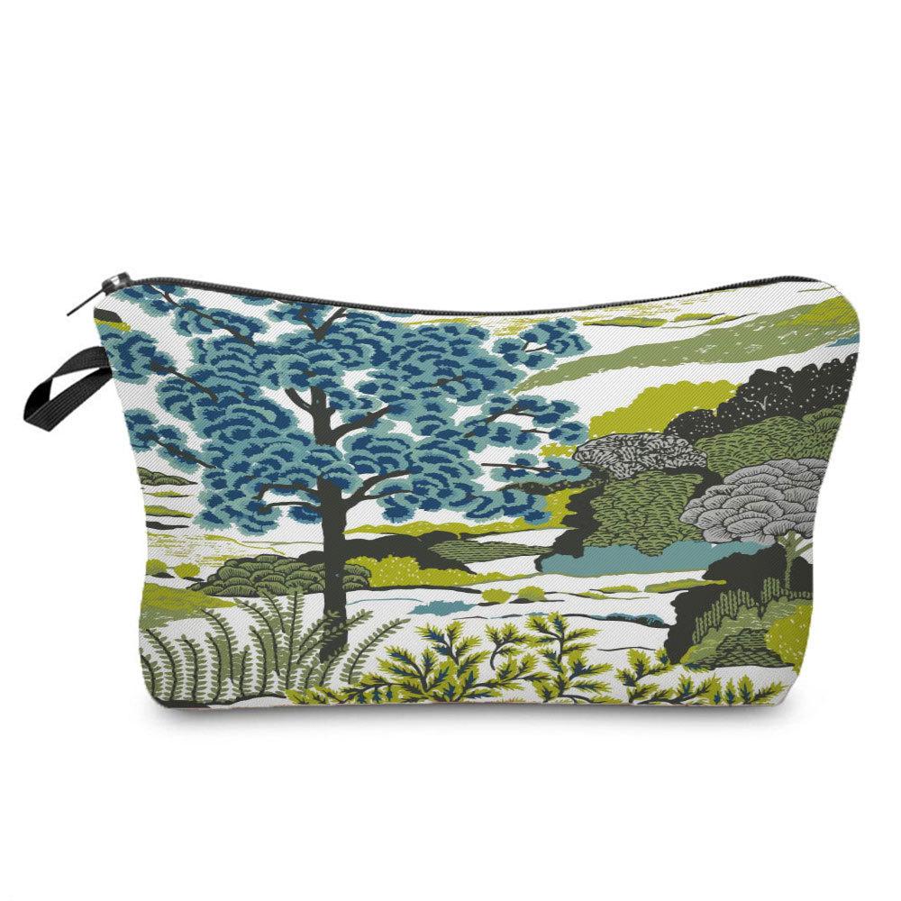 Damen Nationalstil Landschaftsdruck Kosmetiktasche Toilettenartikel Organisieren Reiseaufbewahrungskoffer 6684