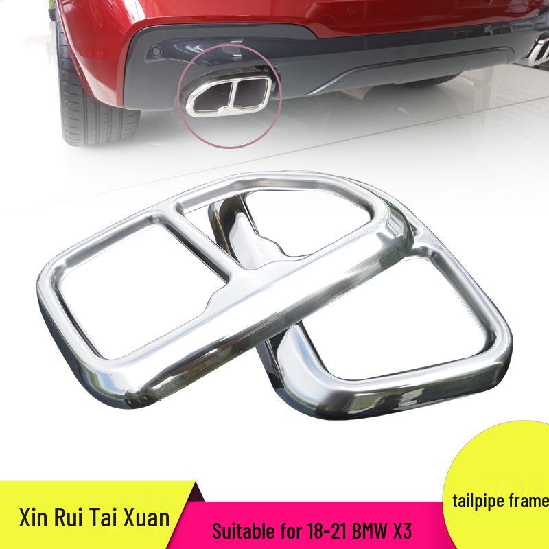 Stainless Steel Exhaust Pipe Cover for 18-21 BMW X3 - Bright Silver Tailpipe Frame Accessory