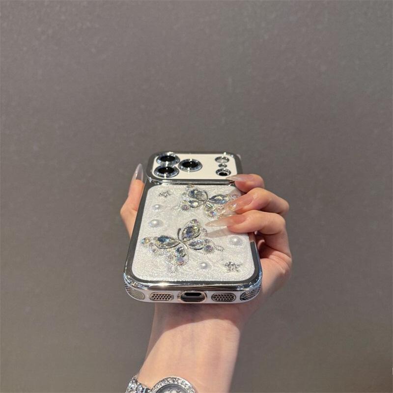 Ins Seconds Change 11 Super Beautiful Flash Diamond Pearl Butterfly Suitable for Apple 11promax Mobile Phone Case New 11pro