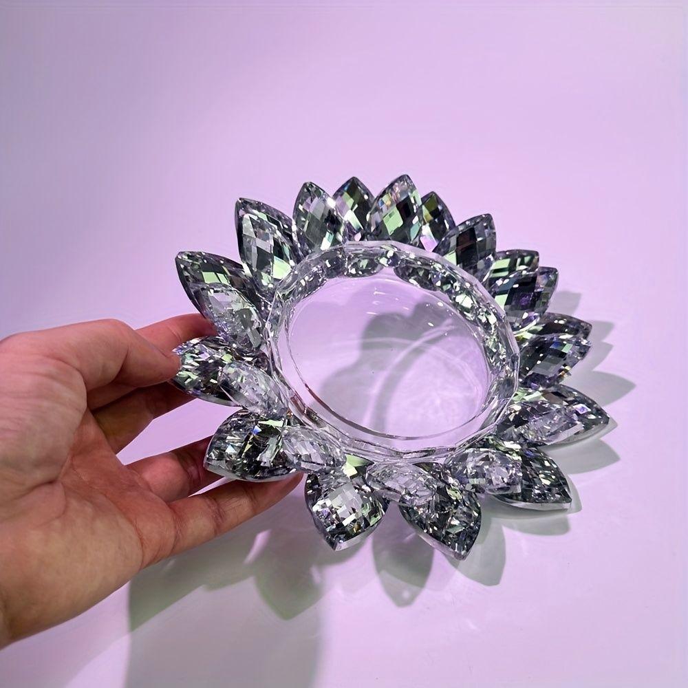 Thicken Lotus Candle Holder Non-slip Clear Lotus Figurine Exquisite Crystal Lotus Ornament Gift