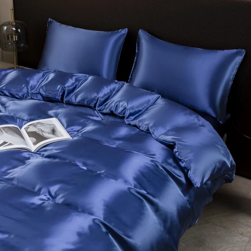 4 PCS Bedding Set Luxury Mulberry Silky Blending Bedding Set Satin Duvet Cover Set High End Single Double Comforter Cover