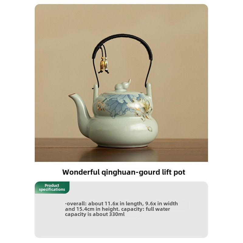 Gourd Beam Pot Ceramic Teapot Tea Large Kung Fu Tea Kettle with Filter