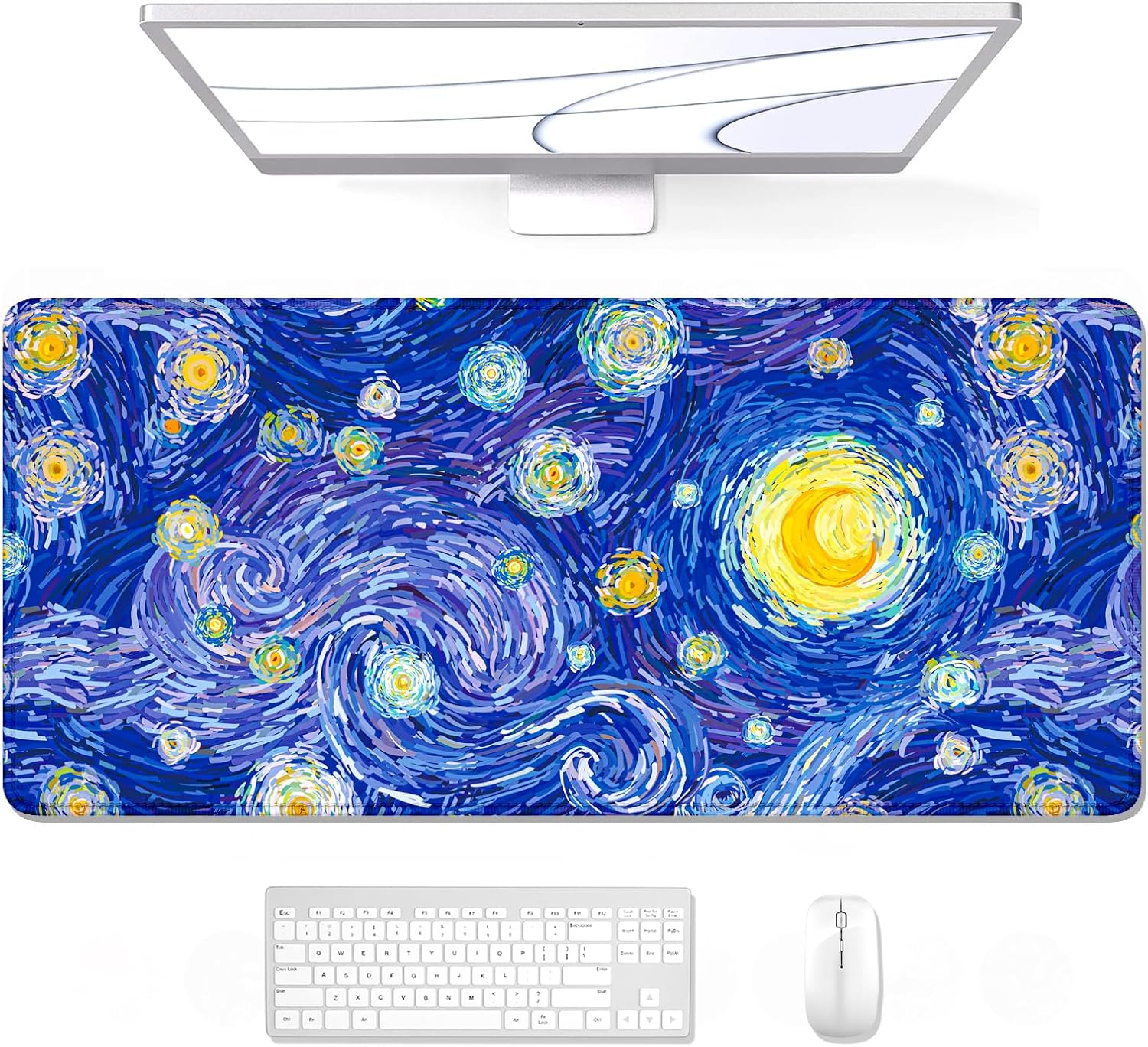 Tapis de souris de table surdimensionné Ciel étoilé Nuit bleue 800x400x3mm