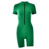 Women's Tight-fitting Jumpsuit And Winter Short Sleeve Zipper Striped Leggings
