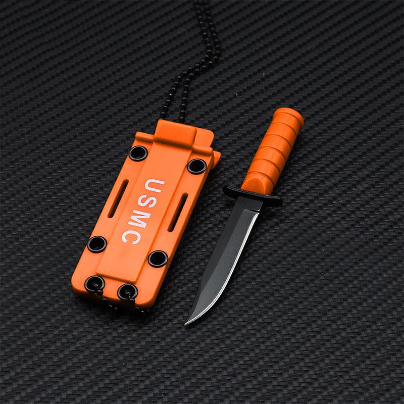 Survival Straight Knife Sawtooth Blade  Portable Mini Necklace Tactical Knife for  Hunting Camping with Scabbard