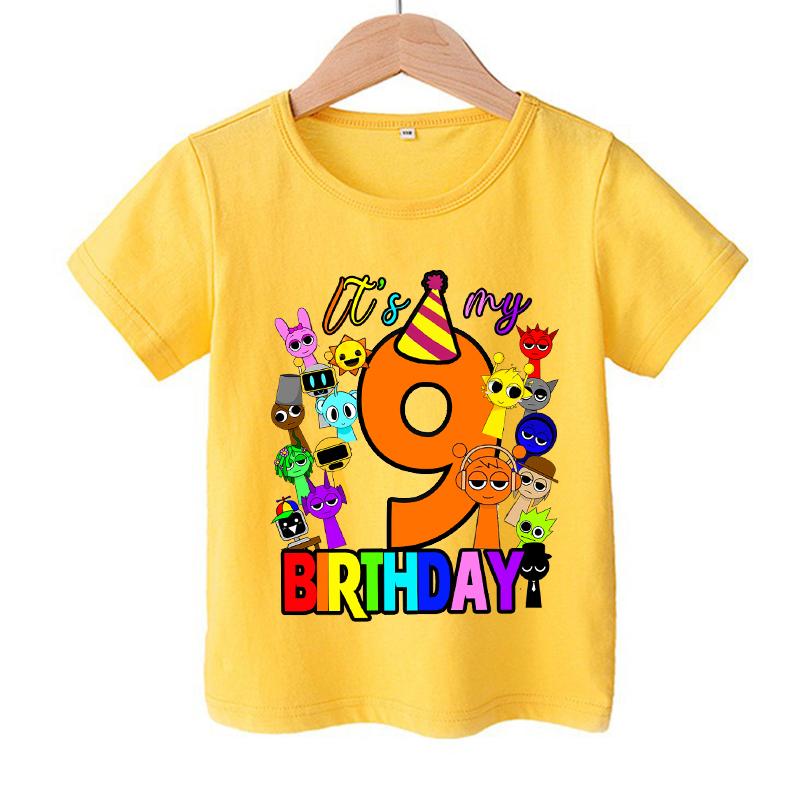 Incredibox Sprunki Number T Shirt Boy Girl Birthday Clothes Game Anime Children Cotton Tees Shirt Short Sleeve Summer Kids Tops 110