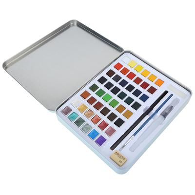 Aquarellfarben-Set, 48 Farben, Anzug, fester Block, Blechdose, Malwerkzeuge, Kunstbedarf
