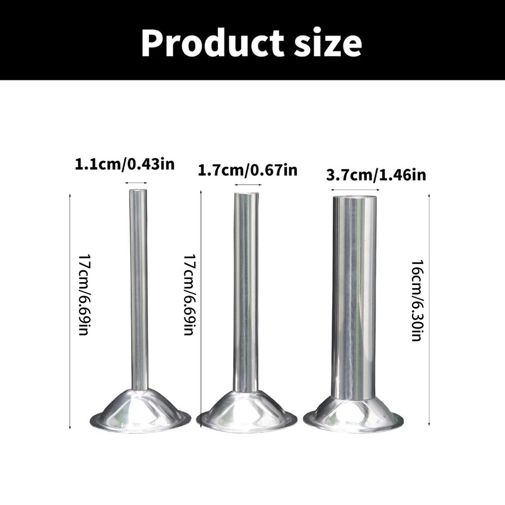 3Pieces Stainless Steel Sausage Filler Tubes Sturdy Meat Stuffer Funnel for Efficient Homemade Sausage Production