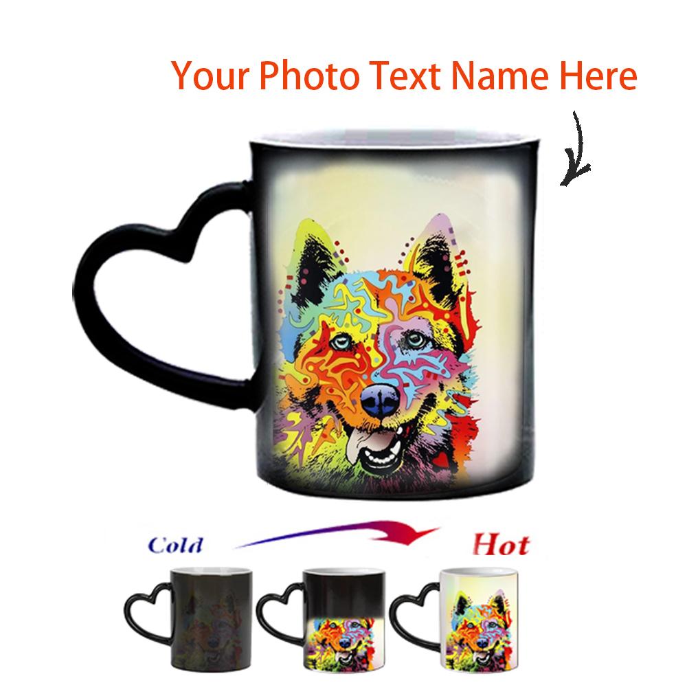 Personalisierbare Tasse mit Namens-Textfarbwechsel, personalisierbar mit Ihrem Foto, Keramik-Zaubertasse für Tee/Milch, einzigartiges Geschenk für Freunde