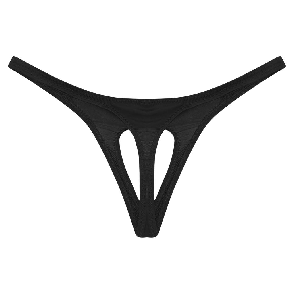 Mens Sexy Low Waist Open Front Pouch Butt Flaunting Thong Jockstrap