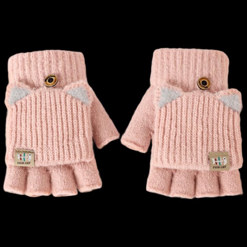 Женские зимние вязаные перчатки без пальцев с откидным верхом LCsanyp B008 40