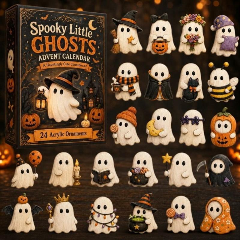 Halloween Ghost Advent Calendar Blind Box Cartoon Acrylic Countdown Holiday Decor 26x18x3cm