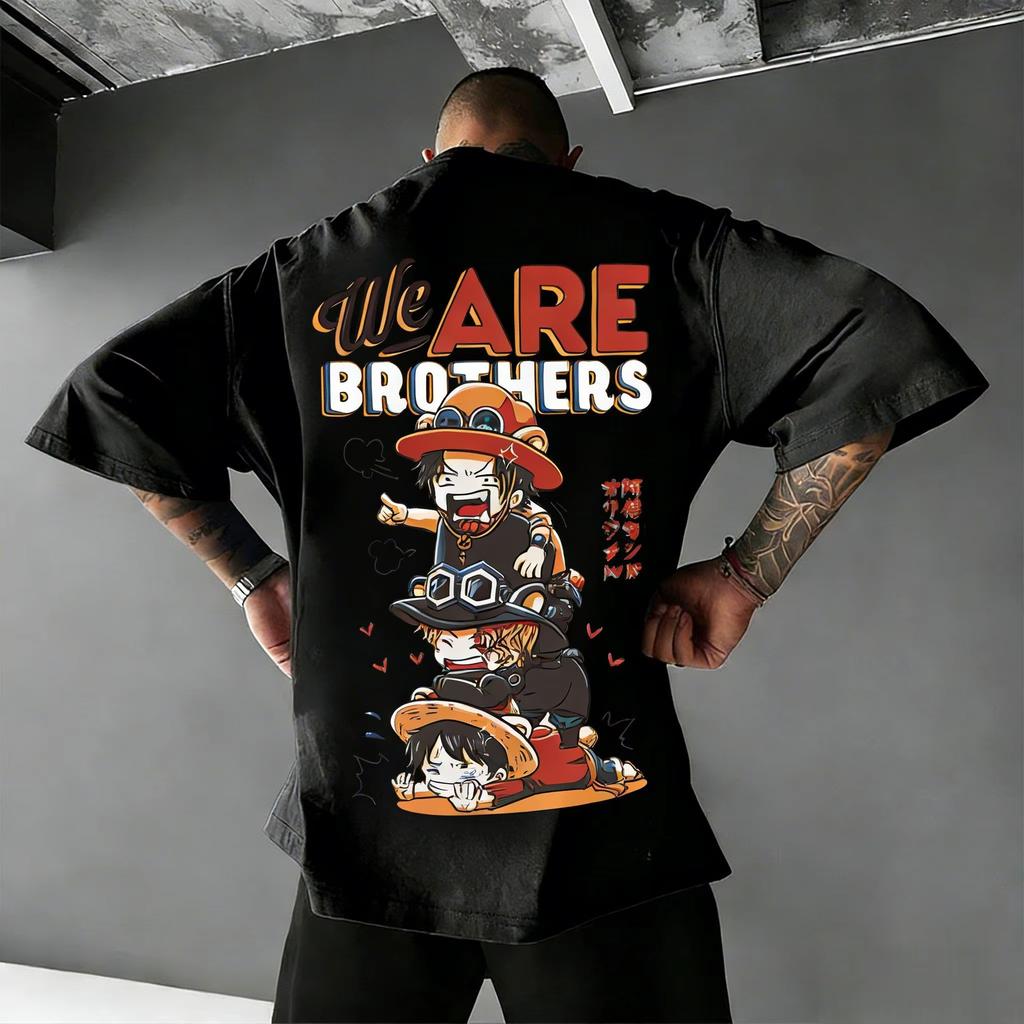 One Piece Ace Luffy Brothers Anime T Shirt Men Women Oversized Cotton Loose Graphic Tee 2026 Summer Streetwear Casual Tops Y2k