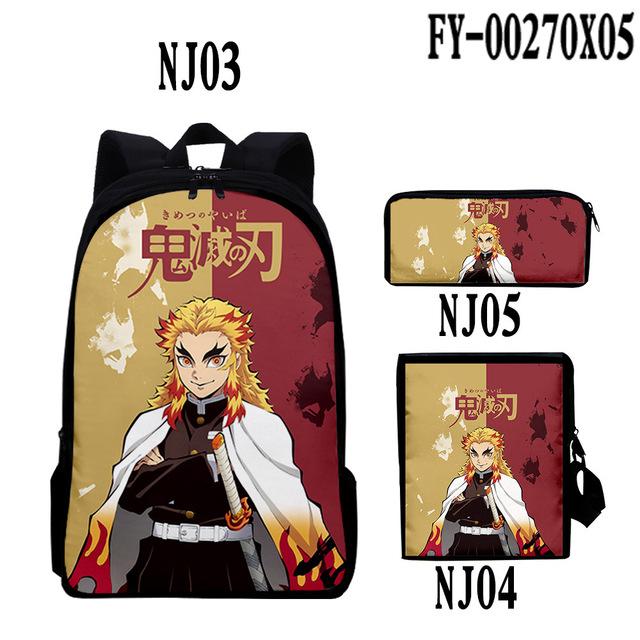 Women's Handbag and Backpack Demon Slayer Backpack Shoulder Bag Pencil Case Kids Boys Girls Cartoon Anime Kimetsu No Yaiba Tomioka Giyuu Schoolbag