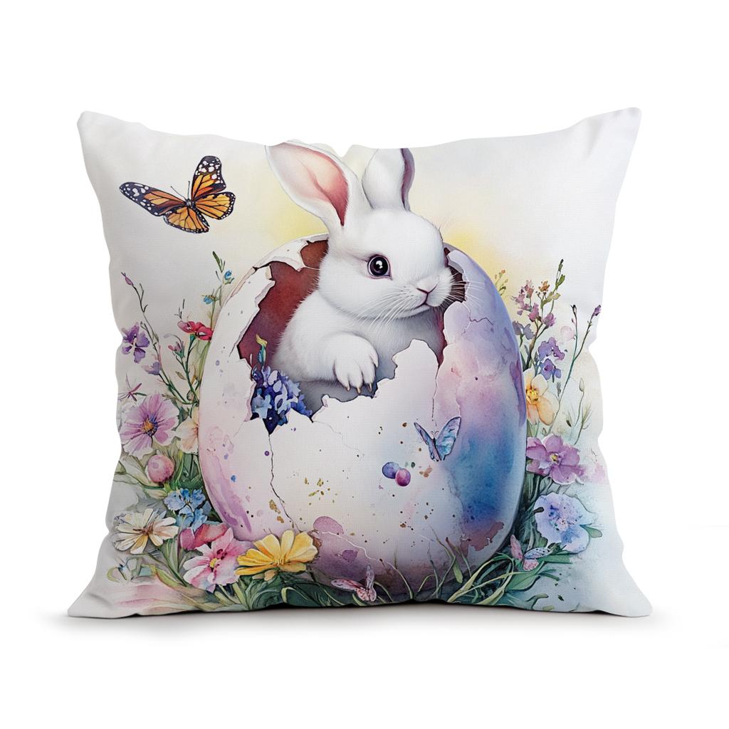 Easter Bunny Easter Eggs Pillowcase Printed Polyester 40/45/50Cm Throw Pillowcover Decorative Sofa Cushion Pillowslip Home Decor