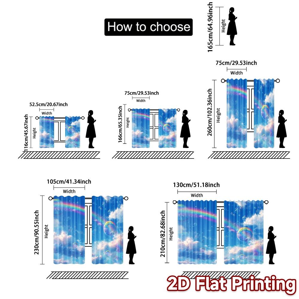 2pcs   2D FLAT PRINTING Curtains (Without Rod) SkyJoy Popular Print Curtains Yarn Curtains Room Decor Suitable for Living Room