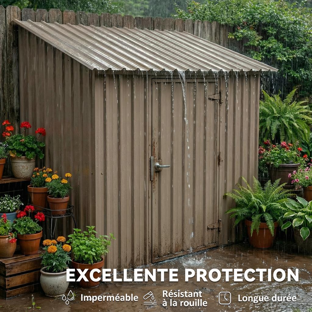 Galvanized Steel Panels, Set of 12, 129 x 45 cm, Brown