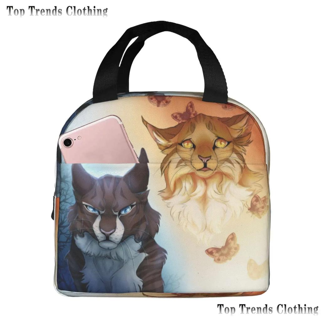 Warriors Cats Isolerad Lunchväska för Kvinnor Vattentät Termisk Kylväska Lunch Tote för Kontorsarbete Skola Termiska Väskor