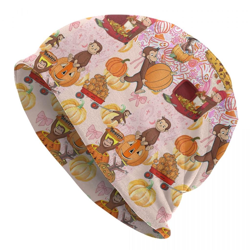 Curious George Collage Bonnet Hat Hip Hop Outdoor Skullies Beanies Hats Unisex Warm Multifunction Cap