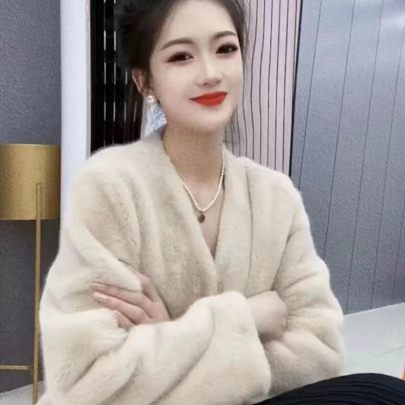 Winter New Imitation Mink Short Collar Fur Integrated Imitation Mink Fur Fur Fur Coat