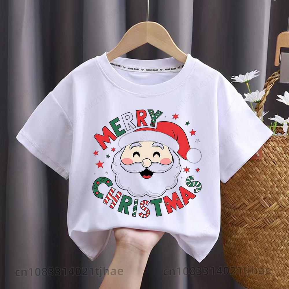 Merry Christmas Moose Graphics Kids Tshirts for Babys Santa Claus Christmas Party T-Shirt for Boys T Shirts for Girl Tops Tees