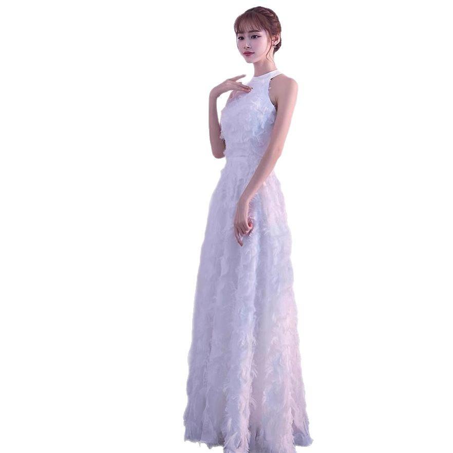 Black evening dress women's new high-end banquet temperament thin celebrity French fishtail dress high-end sexy
