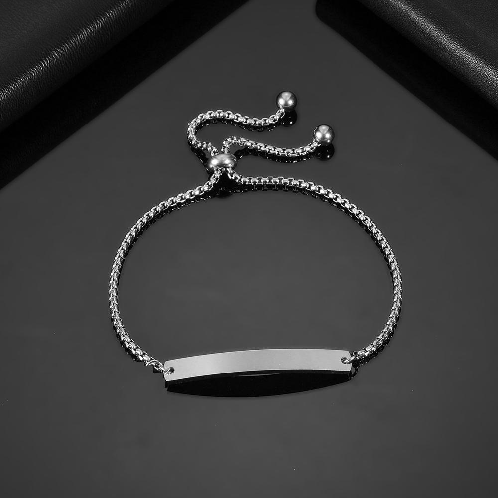 Punk Man Bracelets Hip Pop Gold Color Stainless Steel Thick Hand Chain Blank Bar Couple Men Women Family Jewelry Birthday Gift