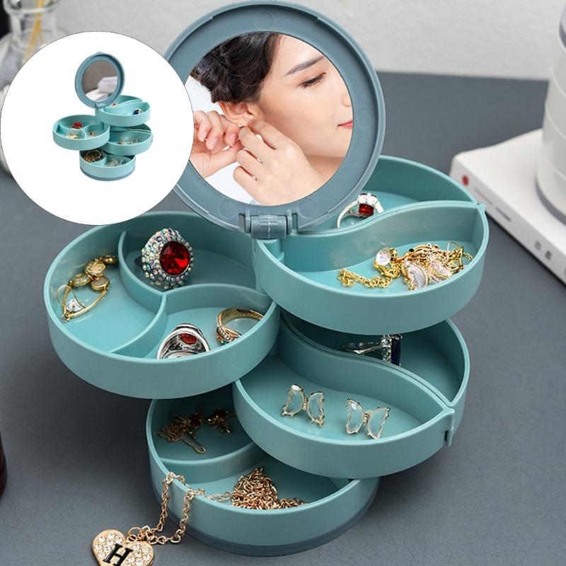 360 Degree Rotating Jewelry Organizers With Multiple Layers For Earrings Necklaces Rings ABS Materials Storage Box