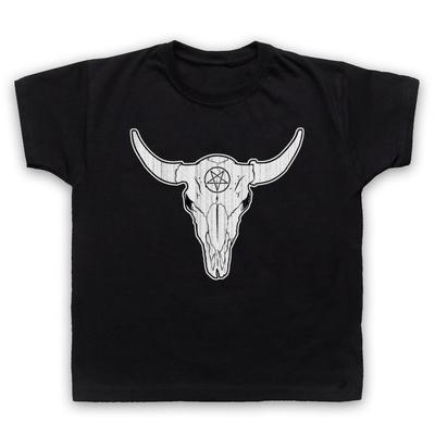 Büffelschädel Gothic Illustration Horror Pentagramm Kinder Kinder T-Shirt