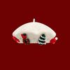 Unisex Winter Character Christmas Bow Beret New Fashion Korean Style Wool Artist Hat Sweet Holiday Red Trendy
