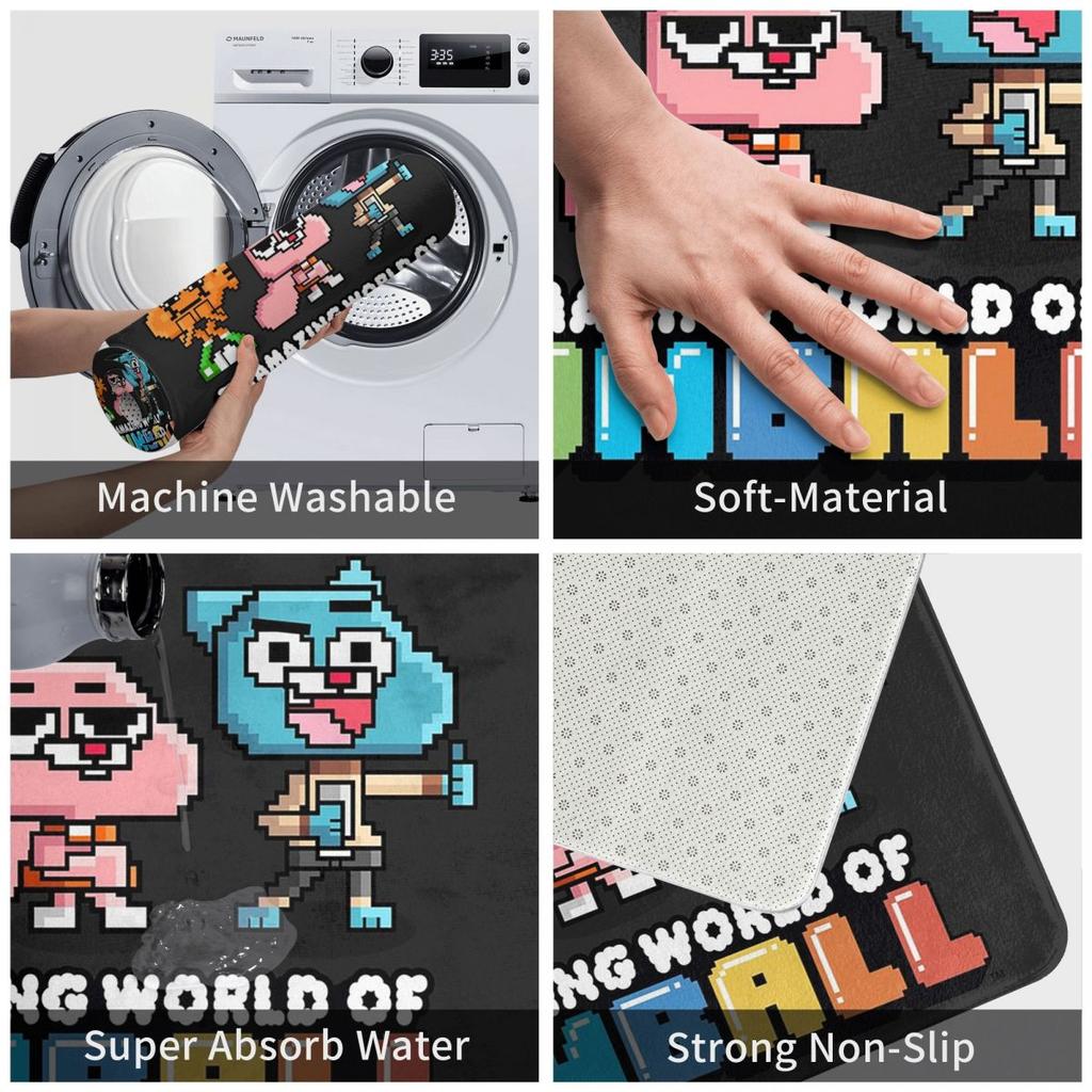 Die erstaunliche Welt von Gumball Zeichentrickfilm Rutschfeste Fußmatte Bodenmatte Kissen Teppich für Küche Eingang Zuhause Schlafzimmer Fußmatte Matte