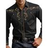 Camicia Western da Uomo, Taglia L GRANDE TAGLIA, Fantasia Pellis, Casual Manica Lunga con Revers
