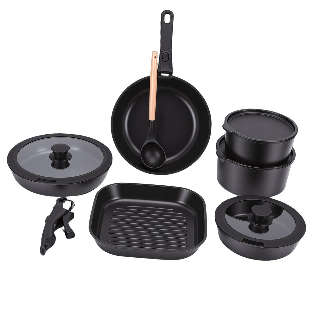Pots and Pans Set with Detachable Handle Aluminum Nonstick Induction Cookware Set for Kitchen Cooking Dishwasher Safe