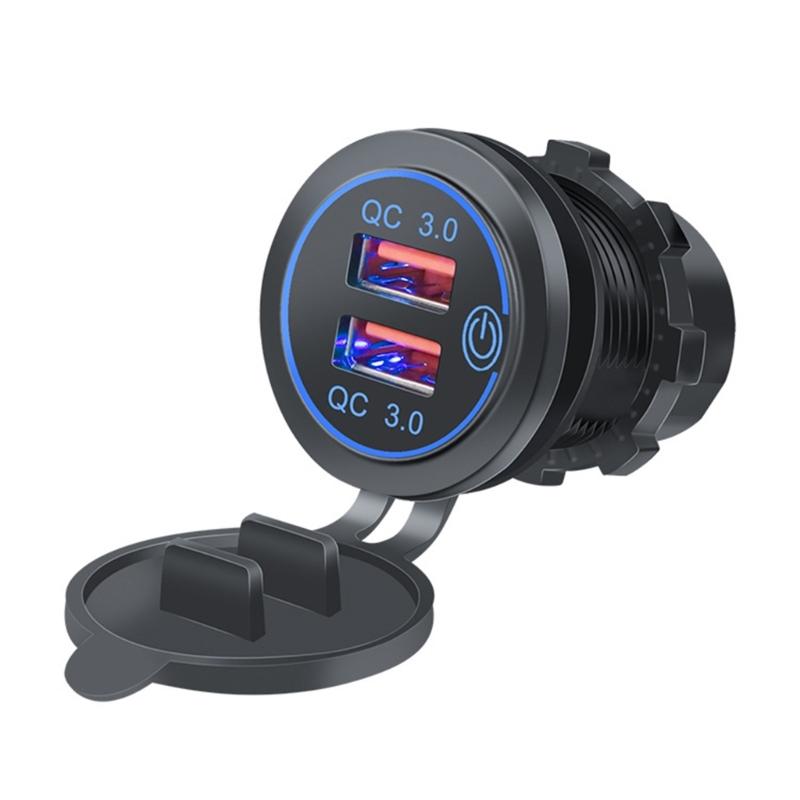 Upgrades Double  USB Car Charges Quick Charge Adapter Fast Charging ABS Dustproof USB Adapter for Vehicle Botas Motorcycles